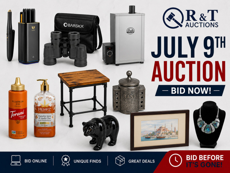 Thursday July 9th , 2026 Timed Online Auction Special Variety Soft close begins 7pm