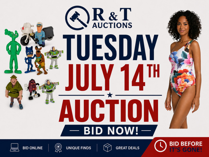 TUESDAY July 14th, 2026 EVEN MORE! Timed Online Auction Special Variety Soft close begins 7pm