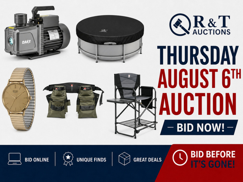Thursday August 6th , 2026 Timed Online Auction Special Variety Soft close begins 7pm