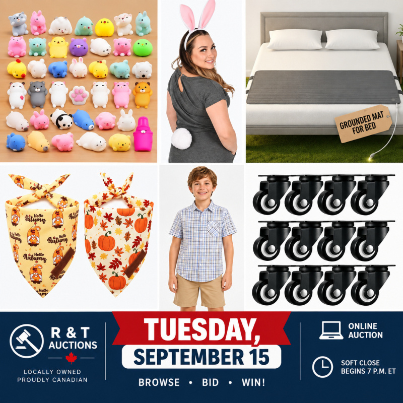 TUESDAY September 15, 2026 EVEN MORE! Timed Online Auction Special Variety Soft close begins 7pm