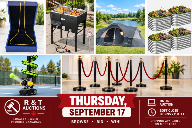 Thursday September 17, 2026 Timed Online Auction Special Variety Soft close begins 7pm