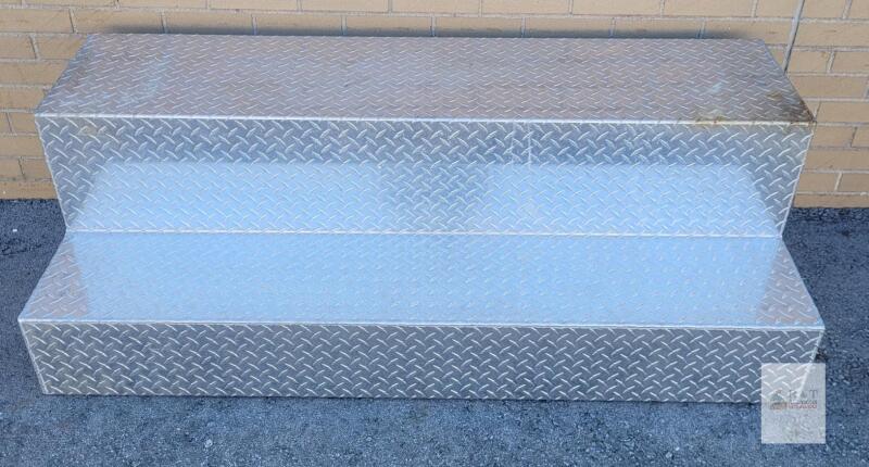 Aluminum Diamond-Plate (chequer plate) Step or Utility/Chain Box w/Key . Measures 60"&times;25"&times;20"
