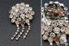 As is Silver-Tone Rhinestone Cluster Brooch with Three Dangles