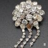 As is Silver-Tone Rhinestone Cluster Brooch with Three Dangles - 2