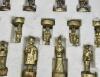 Medieval-Style Figural Chess Set with Decorative 8.5-Inch Board Pieces approximately 1.5 inches, with green felt bases and a fitted storage tray. - 2