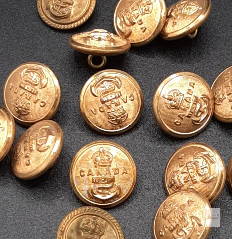15 Canadian Naval Uniform Buttons &ndash; Crown & Anchor condition vary see photos for general condition- preview available