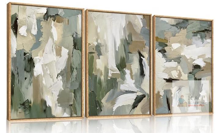 NEW Framed Abstract Canvas Wall Art Set &ndash; 3 Pieces, 24x36 Inches Each, Modern Minimalist Design