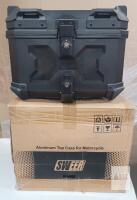 New - SWEER 45L Aluminum Top Case for Motorcycle , Black . Includes : 2 Keys , Reflective Stickers & Bracket Hardware
