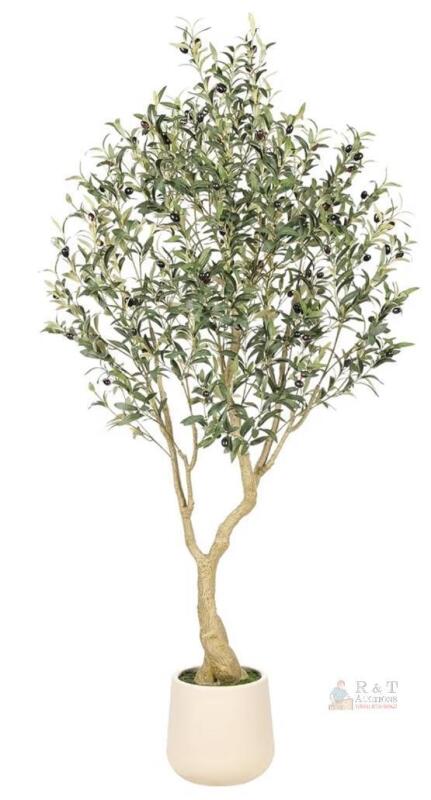 NEW Realead 6ft Artificial Olive Tree with Planter, Realistic Faux Leaves, Thick Trunk, 11" Pot