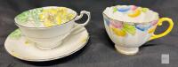 Paragon England Fine Bone China Tea Cup & Saucer Sets, Floral Patterns, Scalloped & Ornate Handles