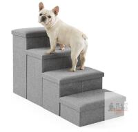 new COZY KISS 4-Step Foldable Dog Stairs with Storage, 22" Height, Supports Up to 210 lbs