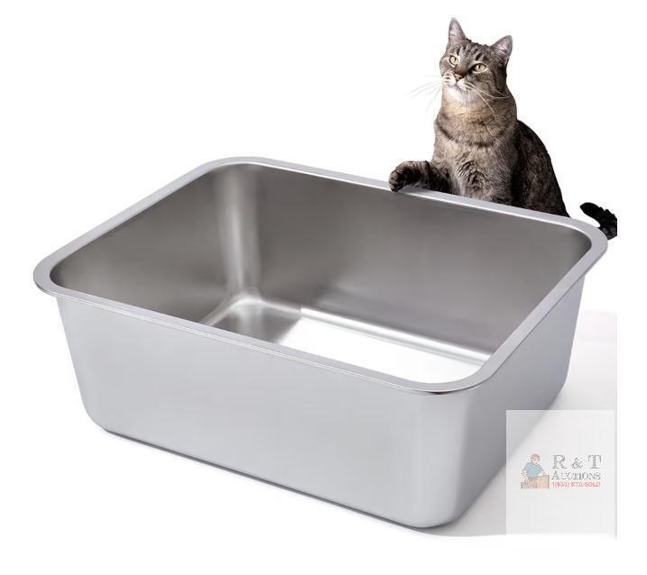 new Stainless Steel Cat Litter Box, 17.7" x 13.8" x 6", Non-stick, High-sided