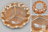 Peach-Gold Iridescent Three-Section Scalloped Serving Dish