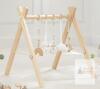 new Comfy Cubs Wooden Baby Play Gym with 5 Sensory Hanging Toys, Natural Finish - 3