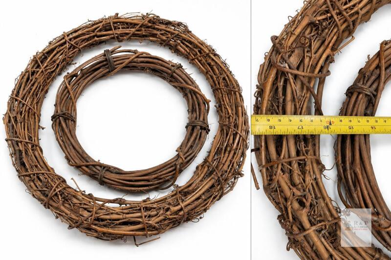 Two Brown Vine Wreath Forms, Large & Small