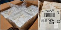 White Centerpiece Trays in Protective Sleeves &ndash; Boxed Lot Long-stored boxed lot of white centerpiece trays. Dirt is on the outside of the protective sleeves, not through them, as noted. Outer carton shows wear and staining. Quantity as pictured.
