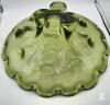 Mid-Century Olive Green Hand-Blown Art Glass Footed Centerpiece Bowl, 13" Ruffled Edge - 4