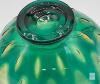 Turquoise Art Glass Bowl, Ruffled Rim, Crimped Edge, 7" Diameter, Hand-Blown - 4