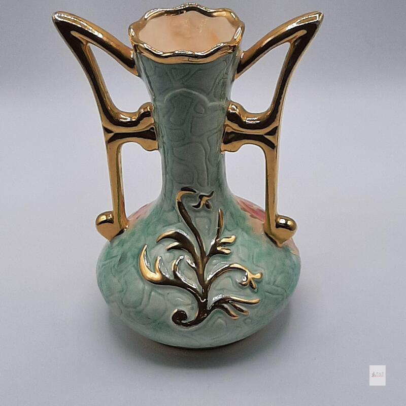 Roger Gu&eacute;rin Art Nouveau Double-Handled Vase, 32 cm, Polychrome Glaze, Circa 1920s
