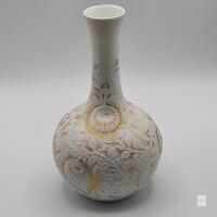 Kaiser Shonau 552 Porcelain Vase, White with Gold Accents, Embossed Floral Design