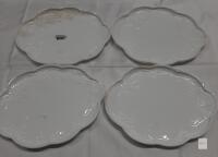 Colony Porcelain Dessert Plates, Embossed Fruit Design, Set of 4, 8.25" Diameter-need of cleaning no chips or cracks noted
