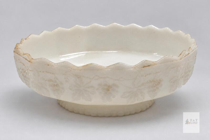 Fire King Grape Milk Glass Pedestal Bowl, 9.5" Diameter, 5.5" Height- need cleaning- no obvious chips or crack