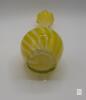 Yellow Hand-Blown Art Glass Bud Vase, Ruffled Rim, 8 in Tall, Swirl Pattern - 2