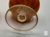 Pair of Orange White Swirl Hand-Blown Glass Vases, ~, One Footed, Ruffled Rim - 3