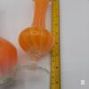 Pair of Orange White Swirl Hand-Blown Glass Vases, ~, One Footed, Ruffled Rim - 5