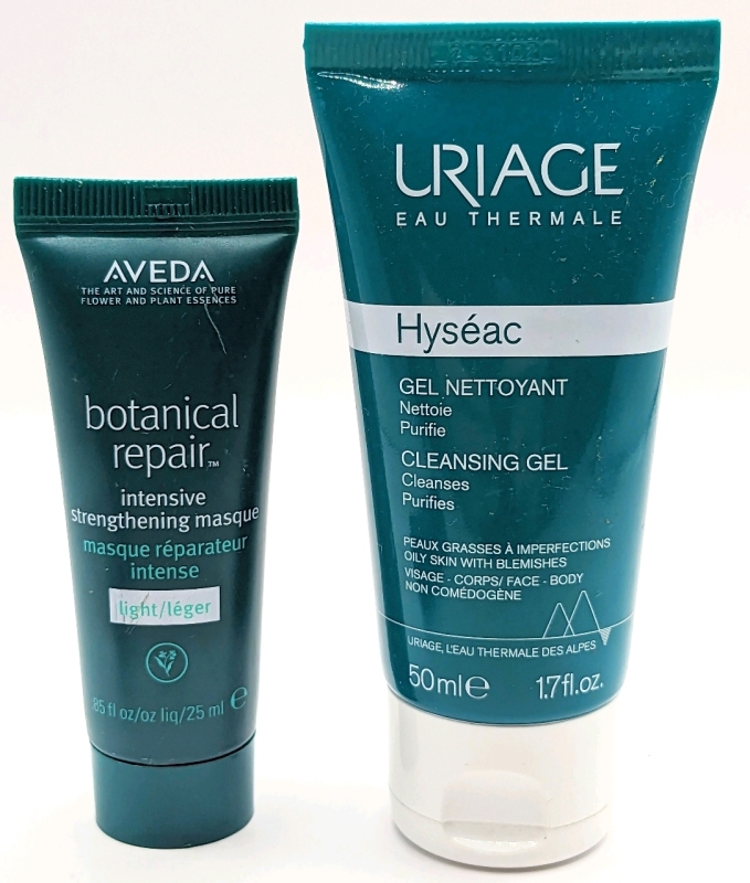 New URIAGE Eau Thermal Cleansing Gel (50ml) & AVEDA Botanical Repair Intensive Strengthening Masque: Light (25ml)