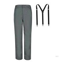 New Size 7 Bienzoe Boy's School Uniforms Adjustable Waist Pants Suspender Pack Charcoal