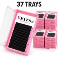 Lot of 37 VEYES INC Easy Fan Lash Extension Trays &ndash; 0.05mm D Curl, 10mm