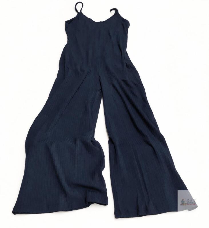 New Size S Navy Spaghetti-Strap Wide-Leg Jumpsuit