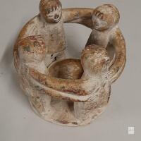NEW Terracotta Circle of Friends Candle Holder &mdash; 4 Figures, Handcrafted Folk Art, Mexican Style, 5&rdquo; Diameter