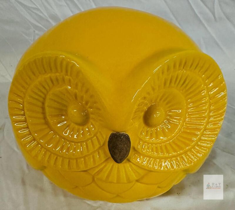 Liv & Skye Glazed Ceramic Owl Figurine, Model 16402-C, 7" TALL, Bright Yellow
