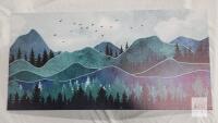Mountain and Forest Landscape Canvas Wall Art Print, 40"x20", Wood Frame, Serial HN186810
