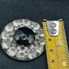 Oval Silver-Tone Dark Faceted Stone Brooch/Pendant with Clear Stone Border preview available - 3