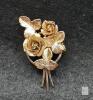 Two-Rose Floral Bouquet Brooch with Textured Leaves<br/><br/>Light surface wear and discolouration are visible. - 3