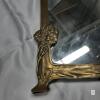 Art Nouveau-Early 20th Century Brass Figural Mirror with Floral Frame- Heavy - 3