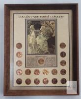 Framed Lincoln Memorial Cent Collection 1959&ndash;1972 with 'Freedom of Worship' Artwork