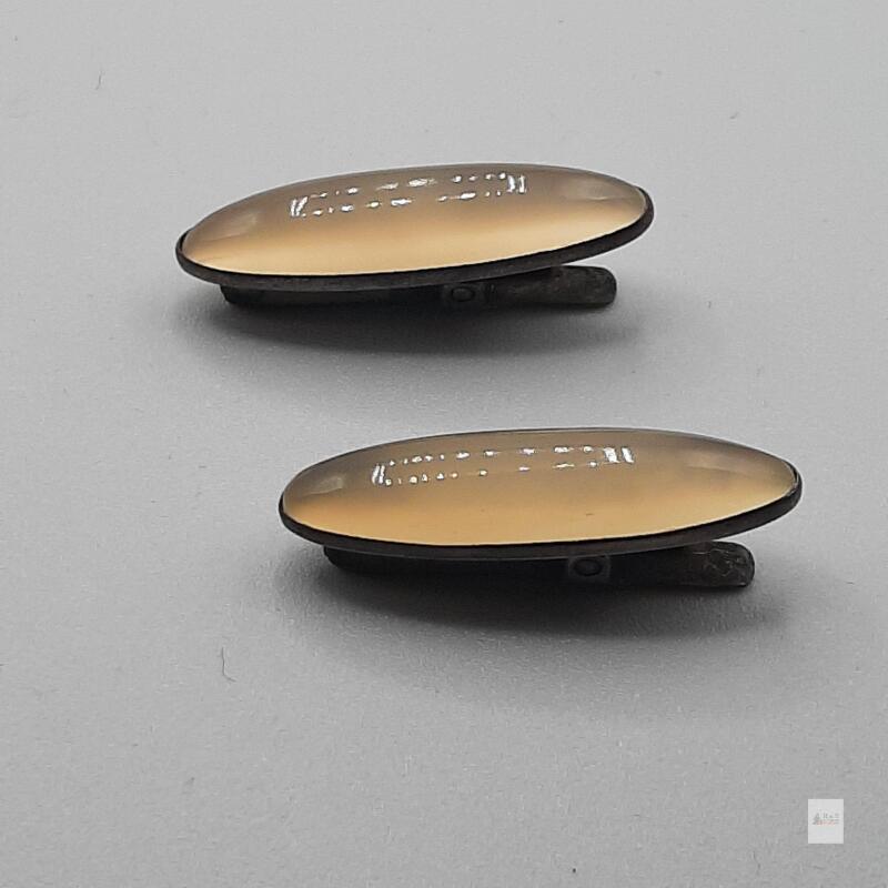 Vintage Sterling Silver & Mother of Pearl Snap Cufflinks, Oval Design, 1940s&ndash;1960s