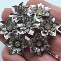 Vintage Silver-Tone Floral Rhinestone Clip, Approx. 2&Prime; as is