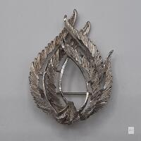 BSK Silver-Tone Leaf Brooch, Vintage 1950s&ndash;1970s, Signed, 2.25" Large Pin