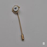 Antique Micromosaic Floral Stick Pin, Gold-Tone, Late 19th Century, 2.36 in Length