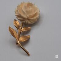 Vintage Karen Lynne 12K Gold-Filled Cream Rose Brooch, Approx. 2&frac14;&Prime;