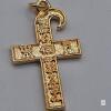 Gold-Tone Ankh Cross Pendant with Inscriptions, 1.25" x 0.75", Marked "R" and Encircled "C" - 2