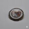 Antique Hand-Painted Porcelain Portrait Brooch with Filigree Frame, 2-inch Diameter - 5