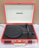 Crosley CR8005A-OR Orange Portable Suitcase Turntable, Belt Drive, 3-Speed, Built-in Speakers