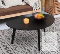 NEW FIRMINANA Black Mango Wood Oval Coffee Table, 33.5"x18.9"x15.75", Mid Century Modern Style