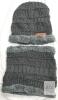 NEW SONG TING Winter Knit Beanie and Neck Warmer Set, Fleece Lined, Charcoal Gray, Adult Unisex